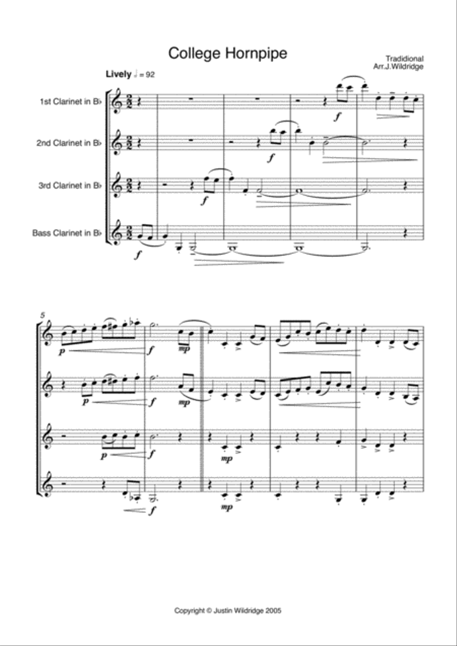 College Hornpipe Woodwind Quartet scores gallery preview page 1