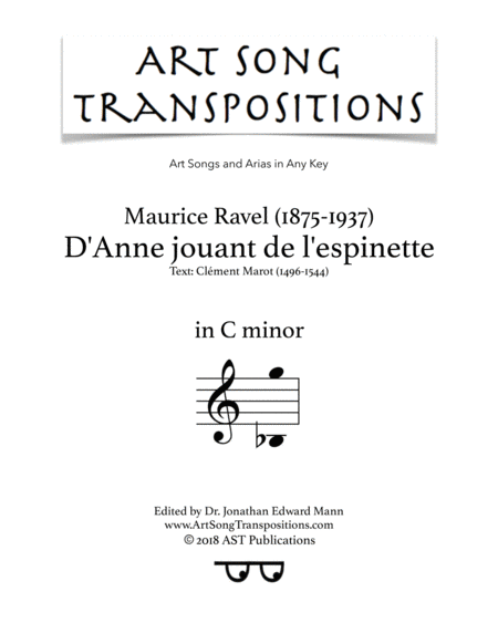 RAVEL: D'Anne jouant de l'espinette (transposed to C minor)