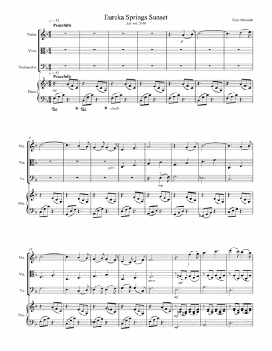 Eureka Springs Sunset Piano Quartet scores gallery preview page 2