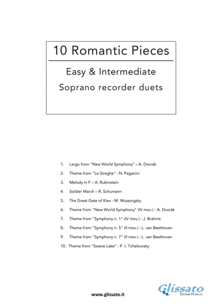 10 Romantic Pieces - Soprano recorder duets image number null