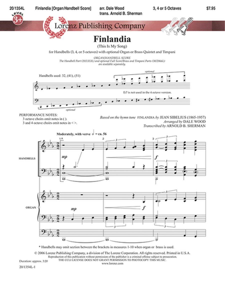 Finlandia - Handbell/Organ Score image number null
