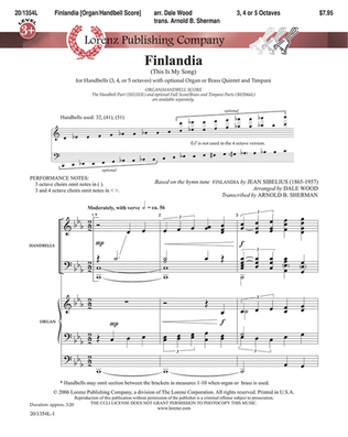 Book cover for Finlandia - Handbell/Organ Score