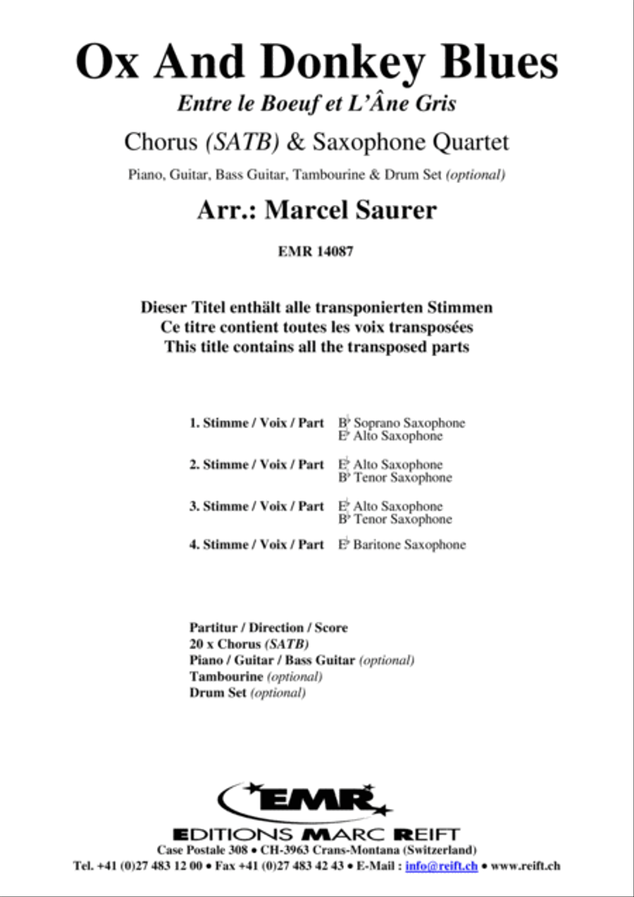 Ox And Donkey Blues Saxophone Quartet scores gallery preview page 2
