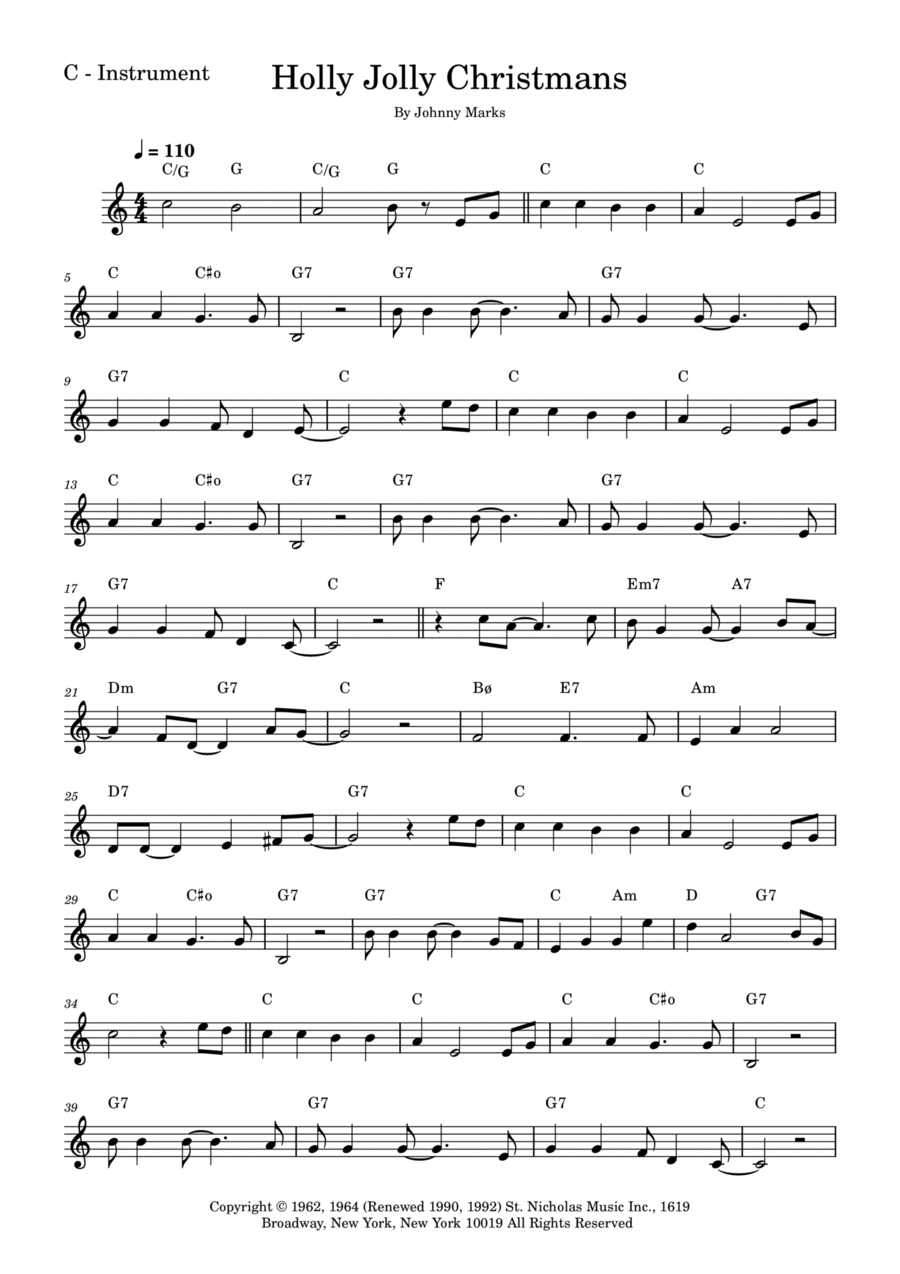 A Holly Jolly Christmas A Holly Jolly Christmas Piano scores gallery preview page 1