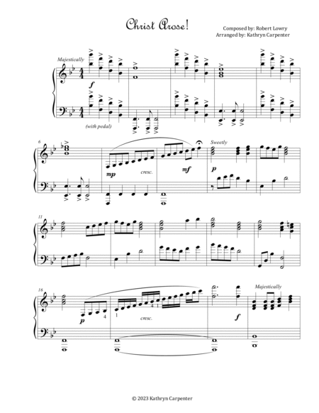 Christ Arose (Advanced Piano) by Robert Lowry Piano Solo - Digital Sheet Music