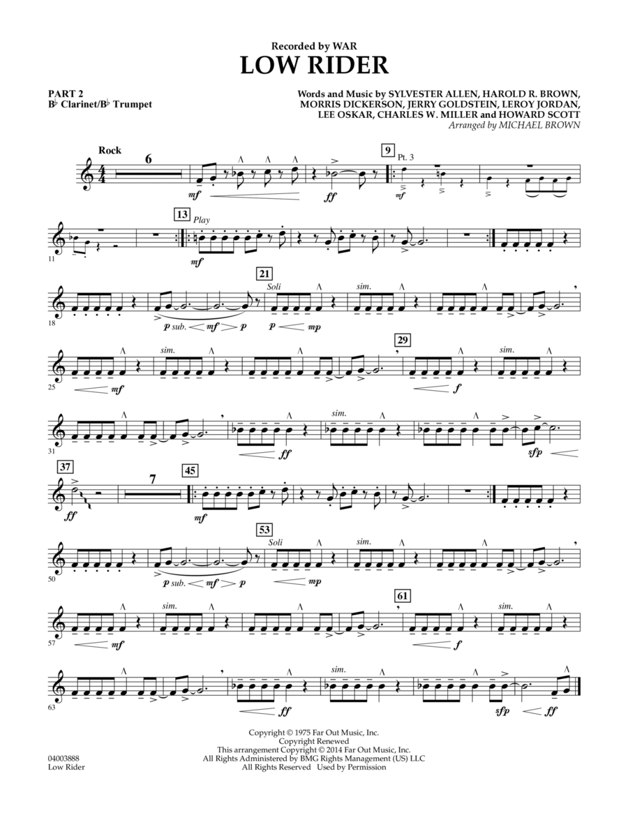Low Rider - Pt.2 - Bb Clarinet/Bb Trumpet Concert Band scores gallery preview page 1