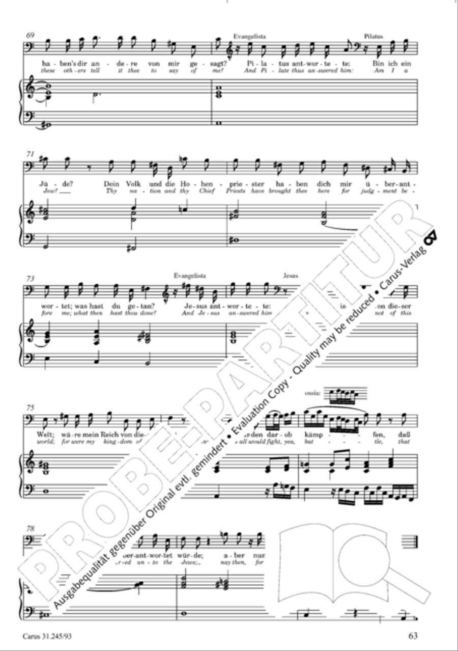 St. John Passion (Johannes-Passion) 4-Part scores gallery preview page 64
