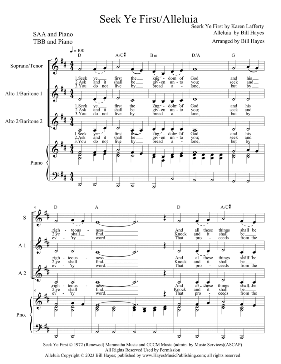 Seek Ye First A Cappella scores gallery preview page 1