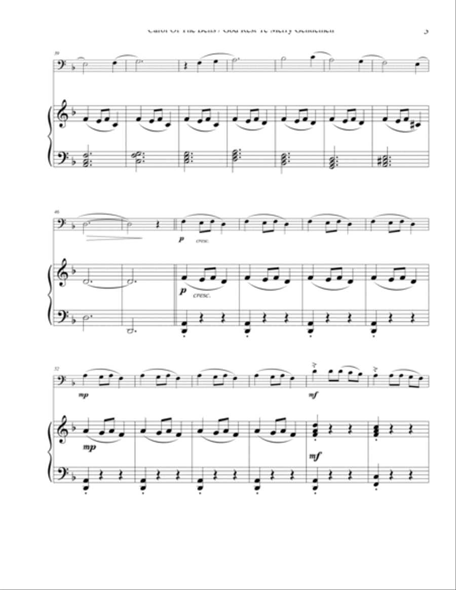 Carol of the Bells / God Rest Ye Merry Gentlemen – Trombone Trombone Duet scores gallery preview page 3