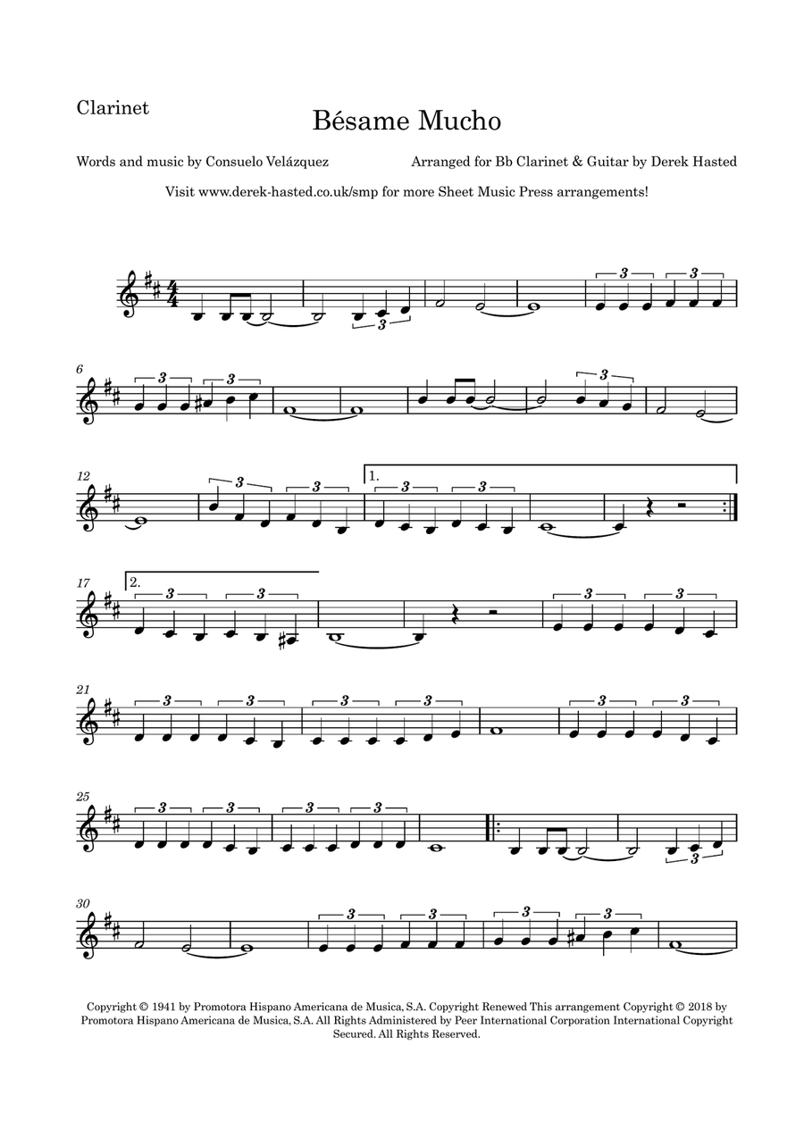Bésame Mucho Clarinet scores gallery preview page 3