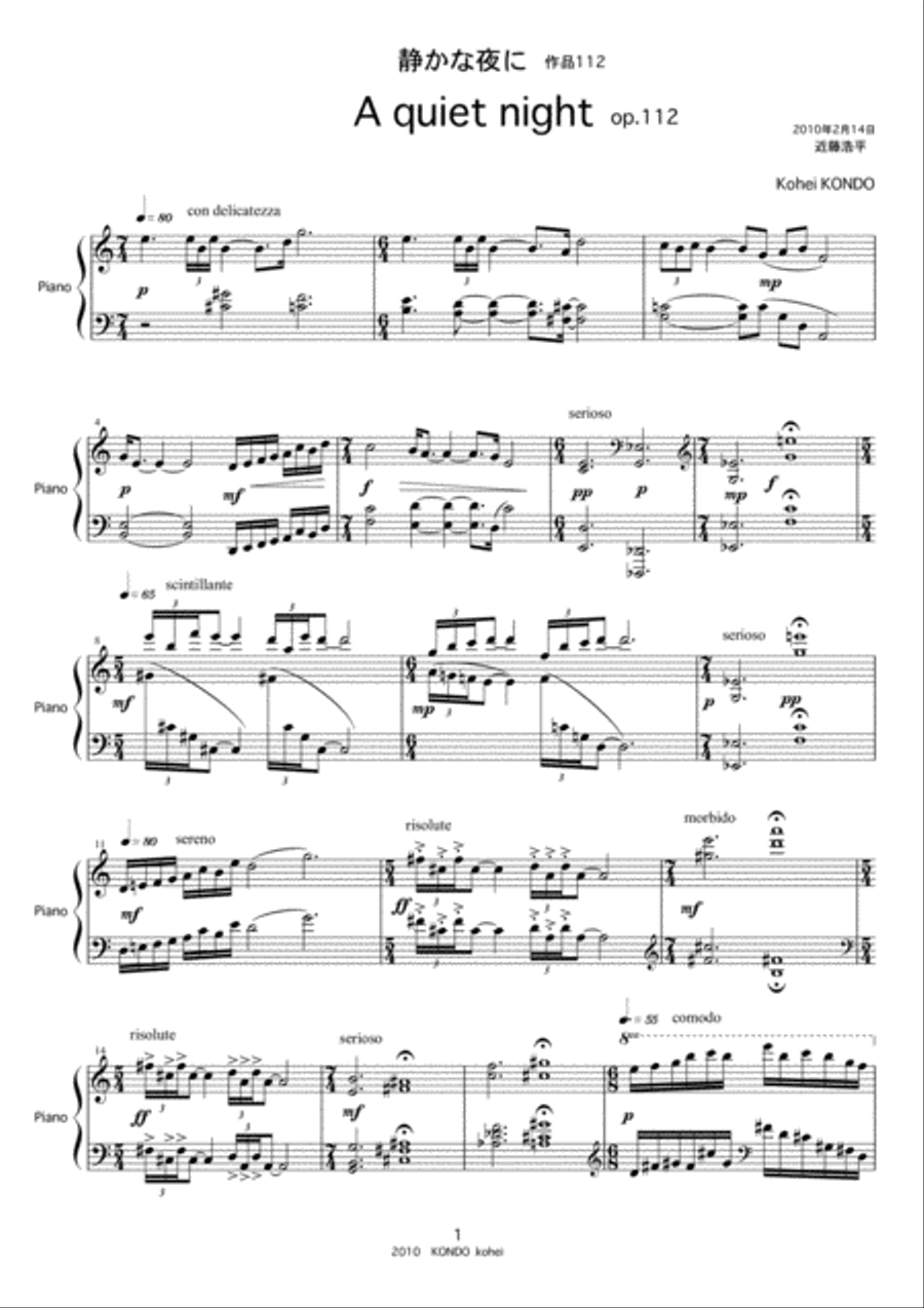 A quiet night Op.112 A quiet night Op.112 Piano Solo scores gallery preview page 2