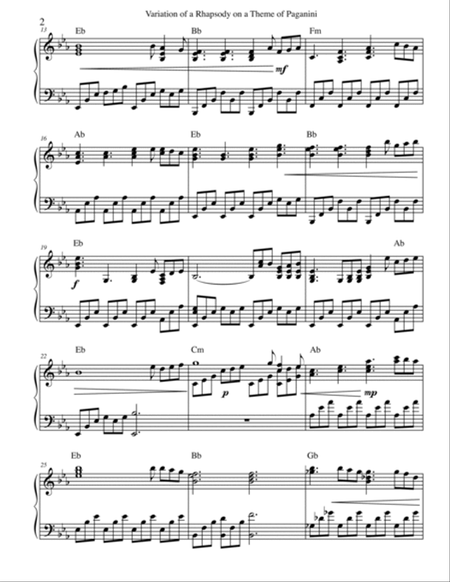 Rhapsody On a Theme of Paganini Piano Solo scores gallery preview page 3
