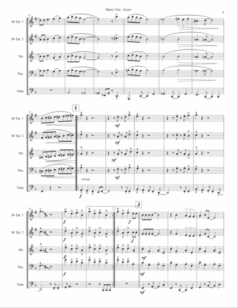 Marry You Brass Ensemble scores gallery preview page 5