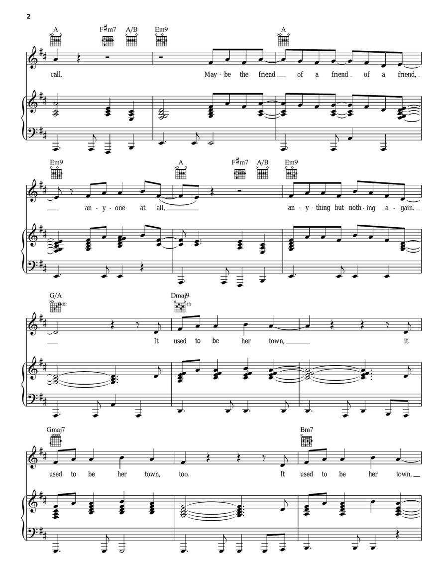 Her Town Too Piano, Vocal, Guitar scores gallery preview page 2