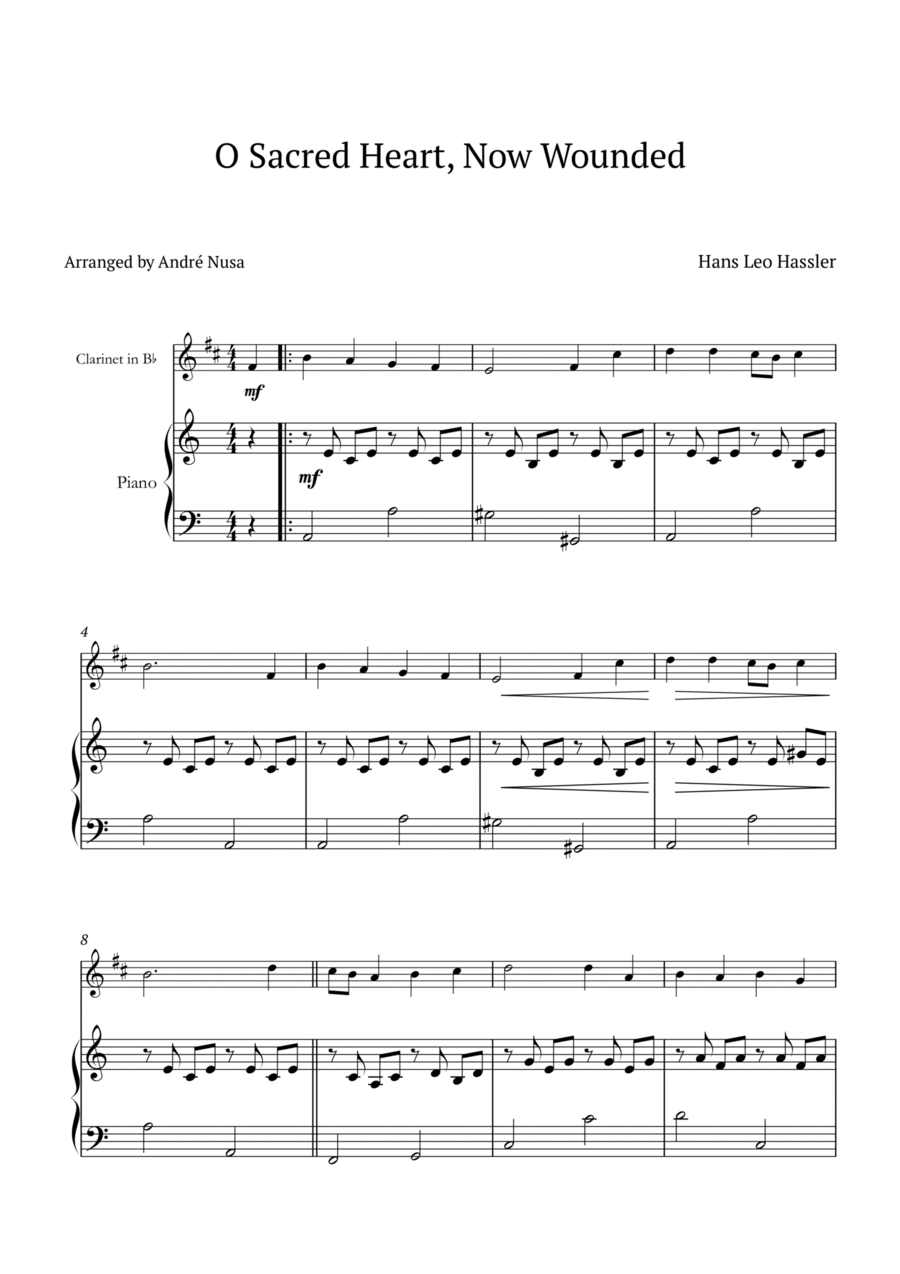 O Sacred Heart, Now Wounded B-Flat Clarinet scores gallery preview page 1