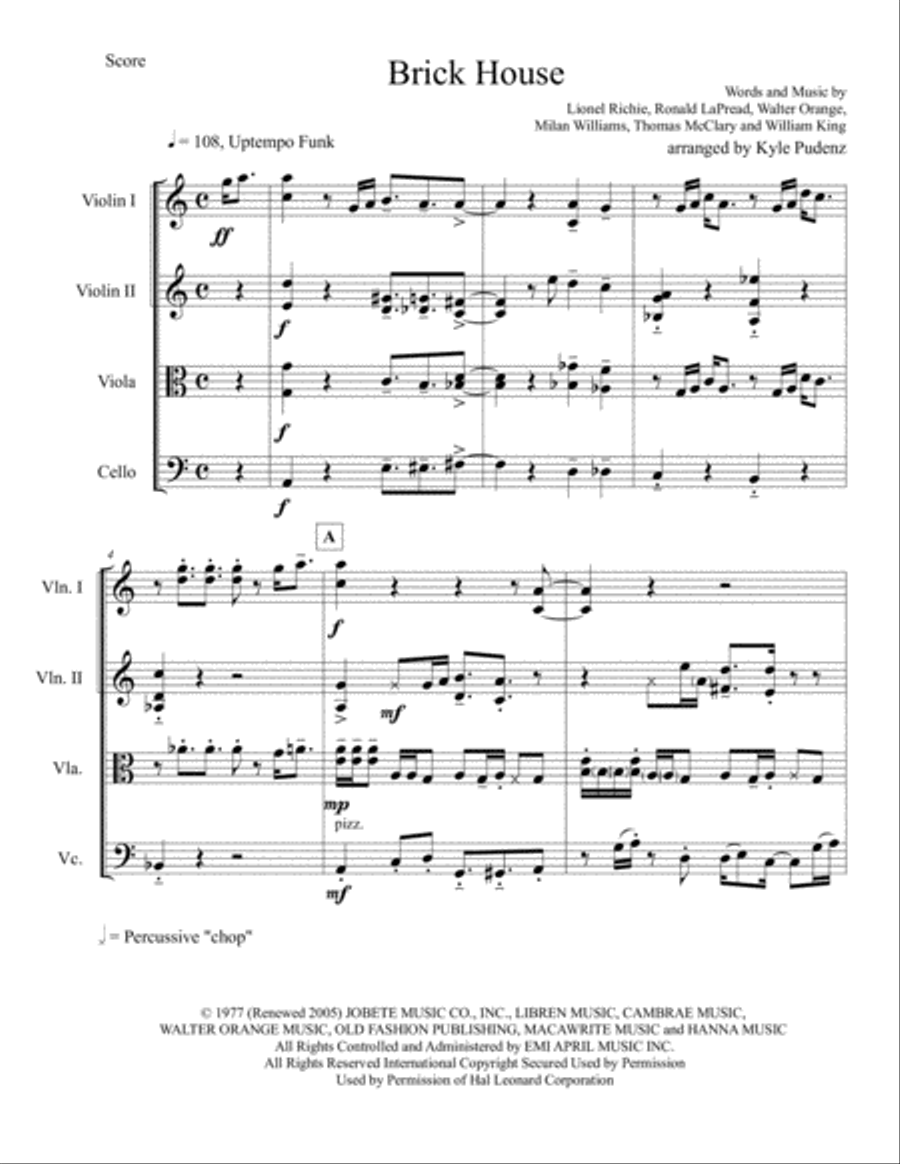 Brick House String Quartet scores gallery preview page 1