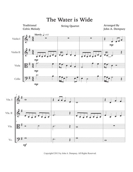 The Water is Wide (String Quartet): Two Violins, Viola and Cello image number null