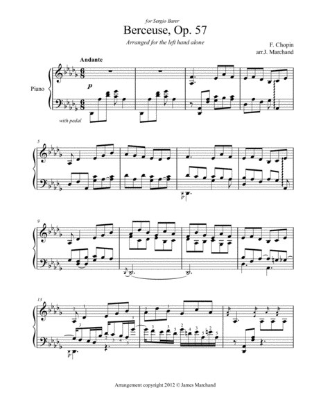 Chopin Berceuse arr. for the left hand alone