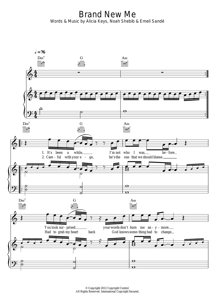 Brand New Me Piano, Vocal scores gallery preview page 1