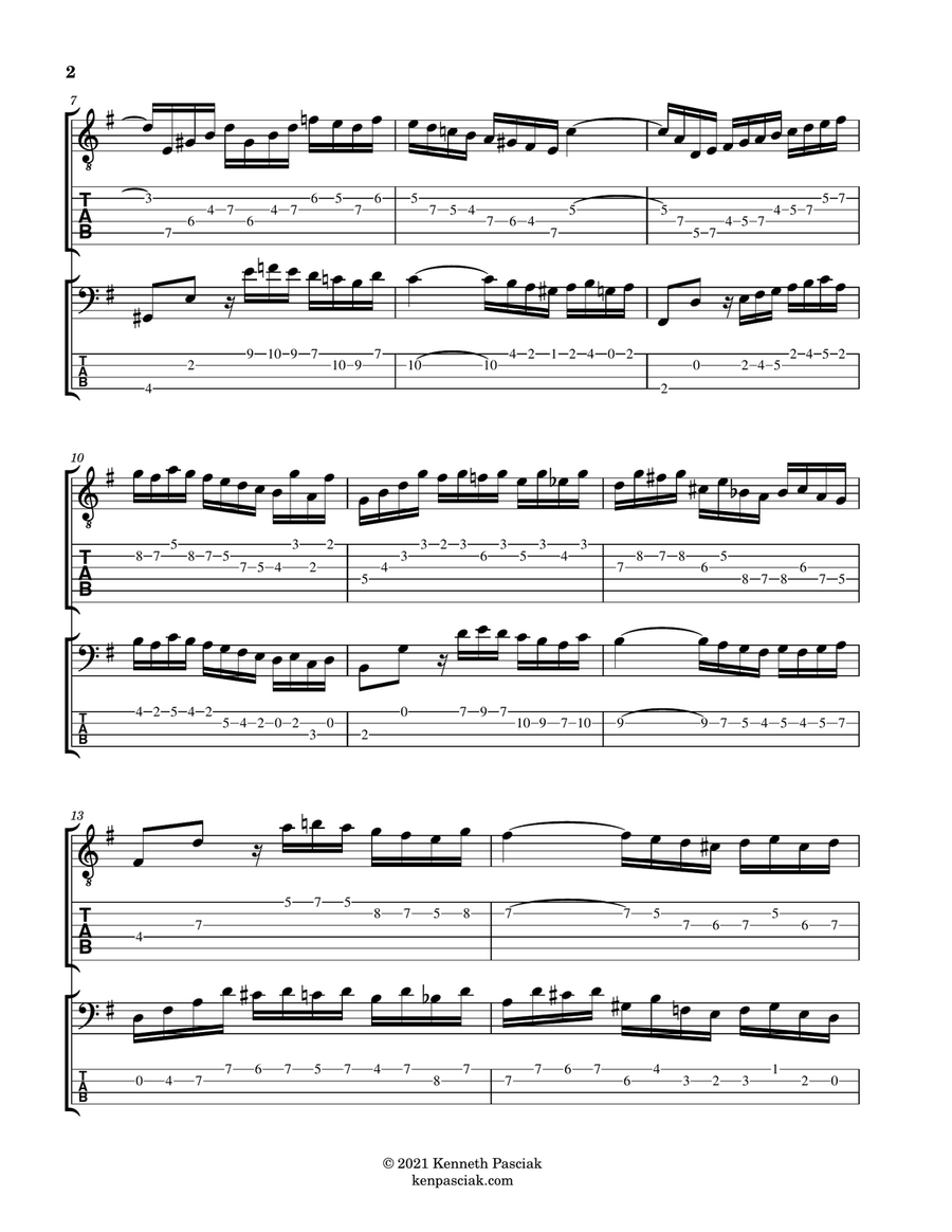 Fugue in E minor (for Guitar and Bass) String Duet scores gallery preview page 3