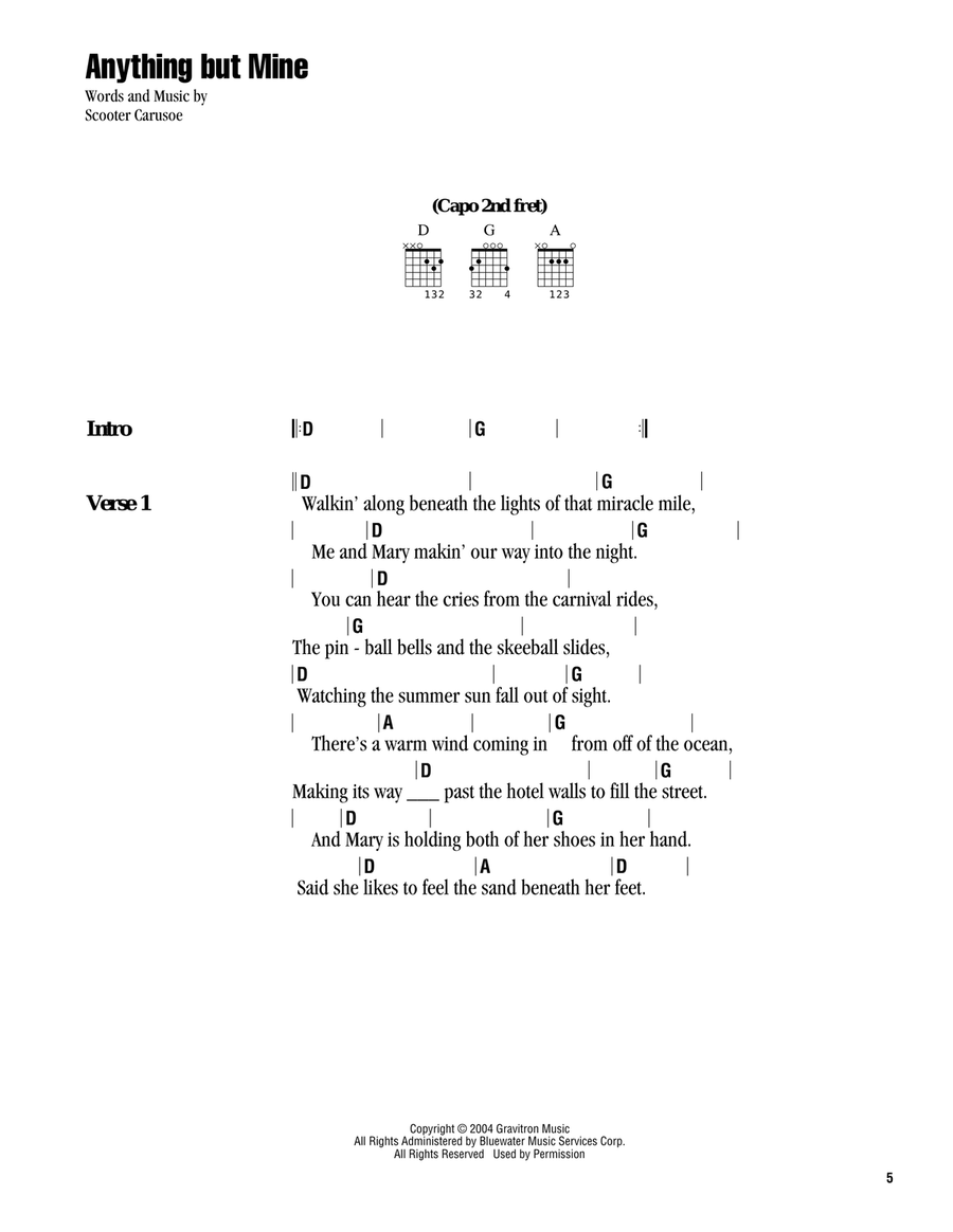 Anything But Mine Acoustic Guitar scores gallery preview page 1