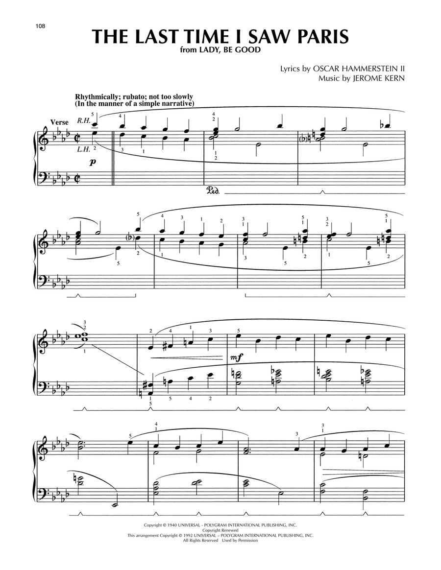 The Last Time I Saw Paris (arr. Lee Evans) Piano Solo scores gallery preview page 1