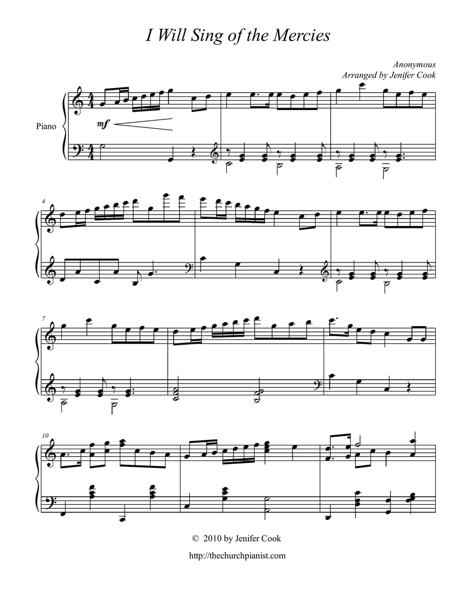 I Will Sing of the Mercies of the Lord Piano Solo scores gallery preview page 1