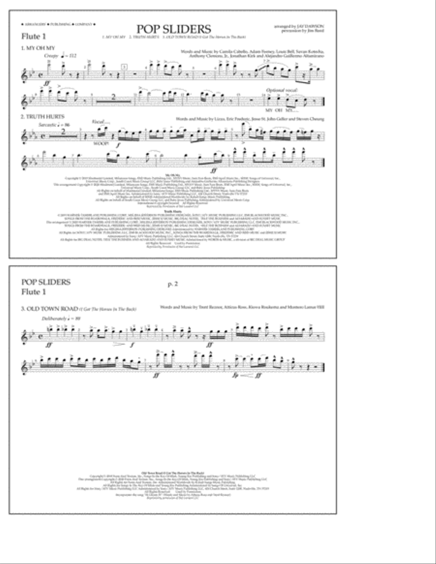 Pop Sliders - Flute 1 Marching Band scores gallery preview page 1