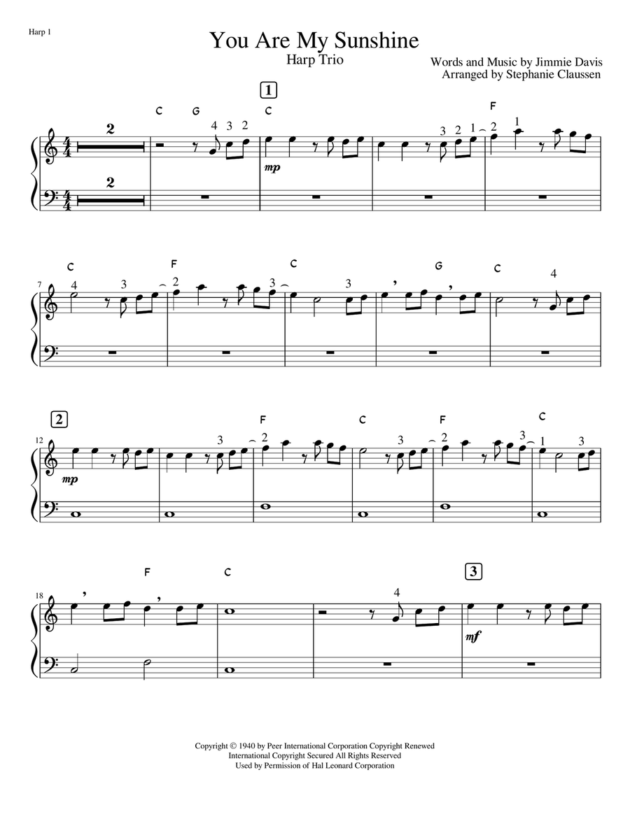 You Are My Sunshine Harp scores gallery preview page 6