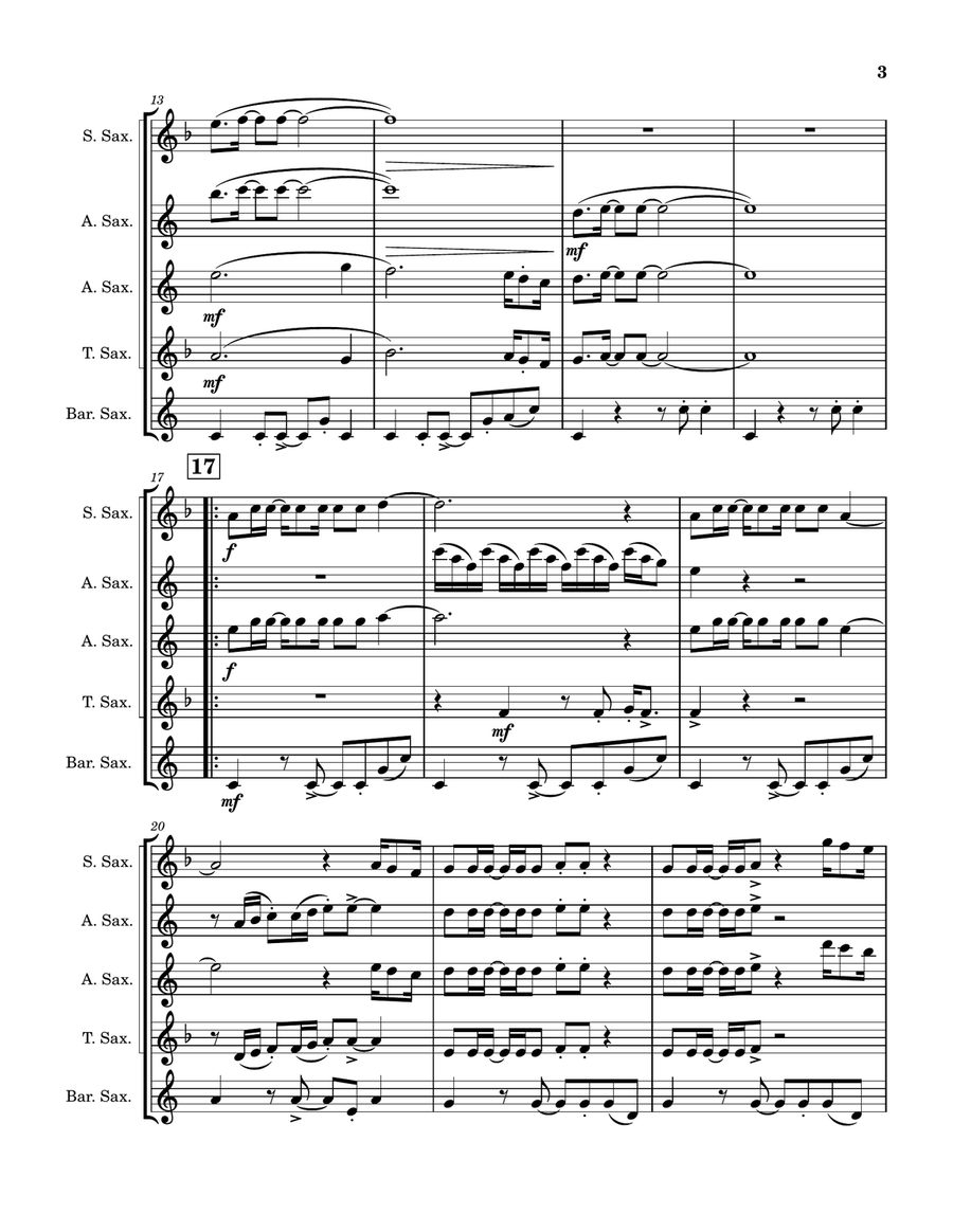 Dancing Queen Saxophone Quintet scores gallery preview page 4