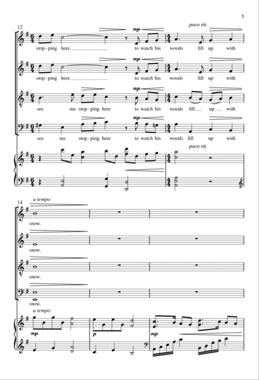 Stopping by Woods on a Snowy Evening Divisi scores gallery preview page 4