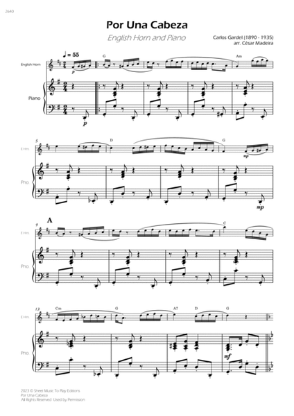 Por Una Cabeza - English Horn and Piano - W/Chords (Full Score and Parts) image number null
