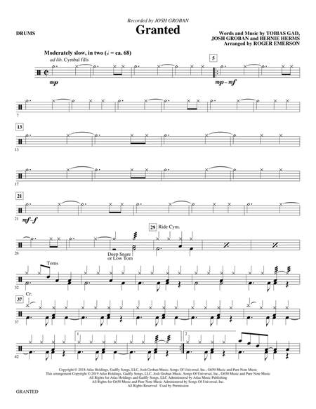 Granted (arr. Roger Emerson) - Drums