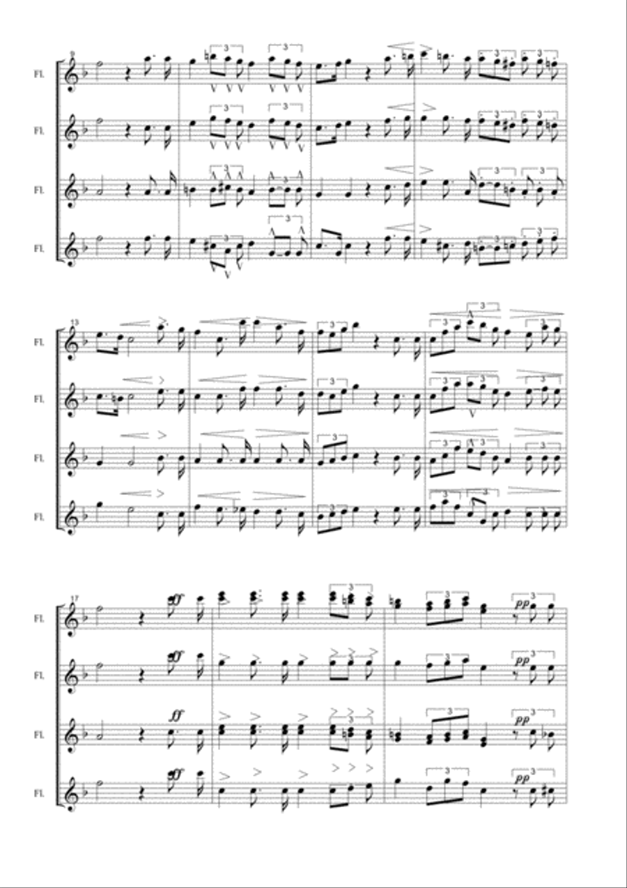 VA' PENSIERO - G.Verdi - From Nabucco - Arr. for Flute Quartet - With parts Flute Quartet scores gallery preview page 3
