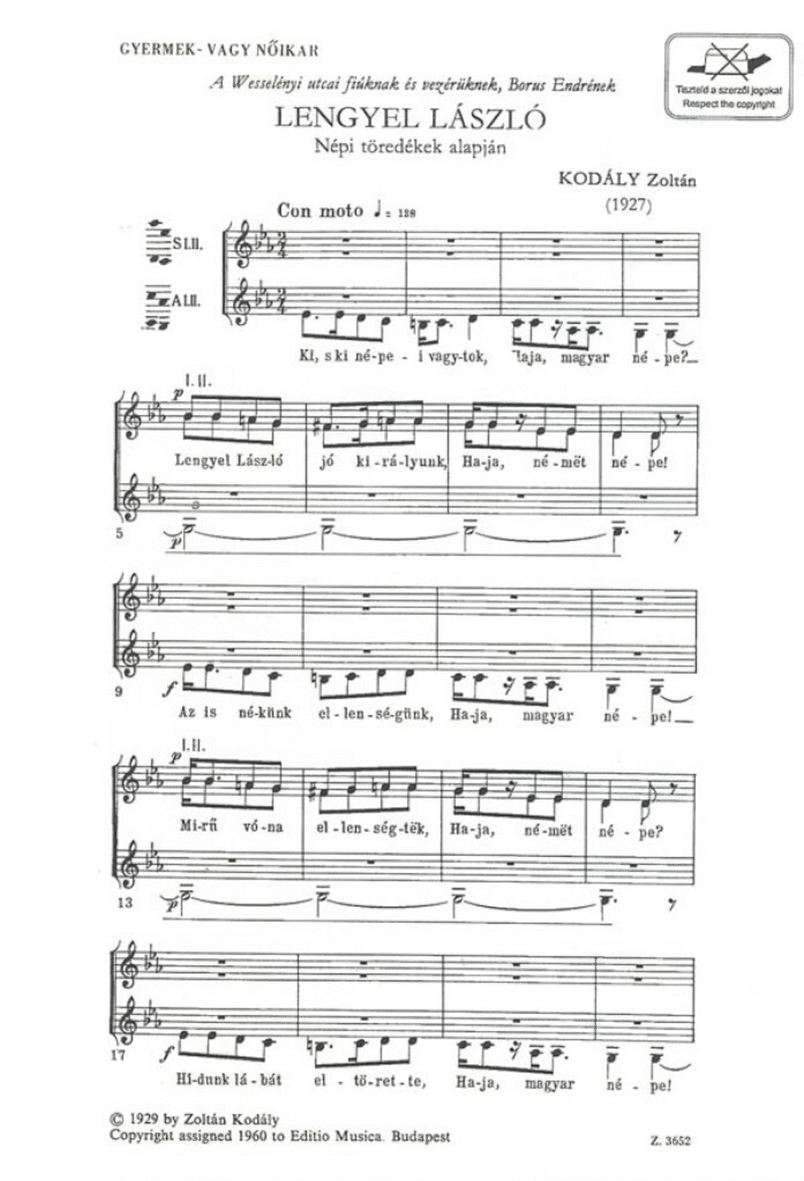 Lengyel Laszlo Children's Choir scores gallery preview page 1