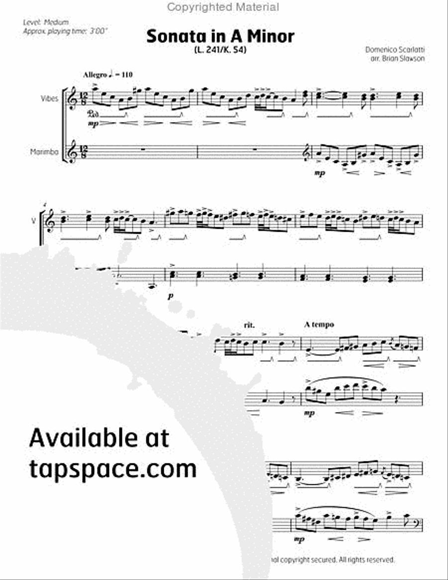 Sonata in A Minor Marimba scores gallery preview page 4