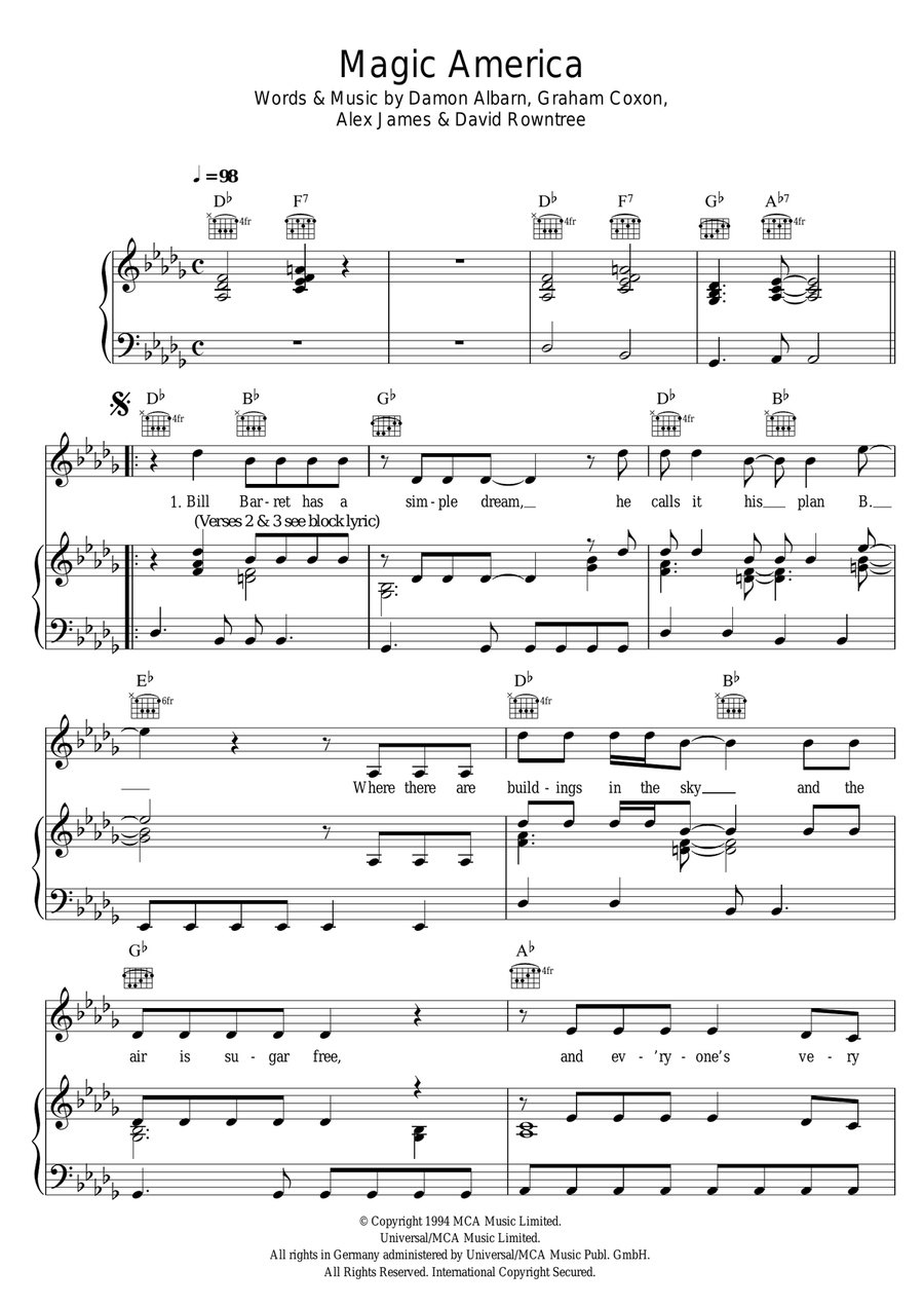 Magic America Piano, Vocal scores gallery preview page 1
