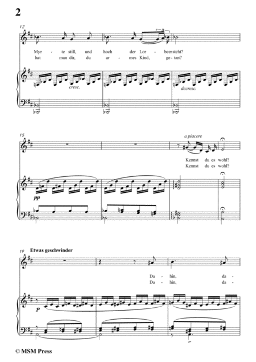 Schubert-Mignons Gesang,in D Major,for Voice&Piano Voice scores gallery preview page 4