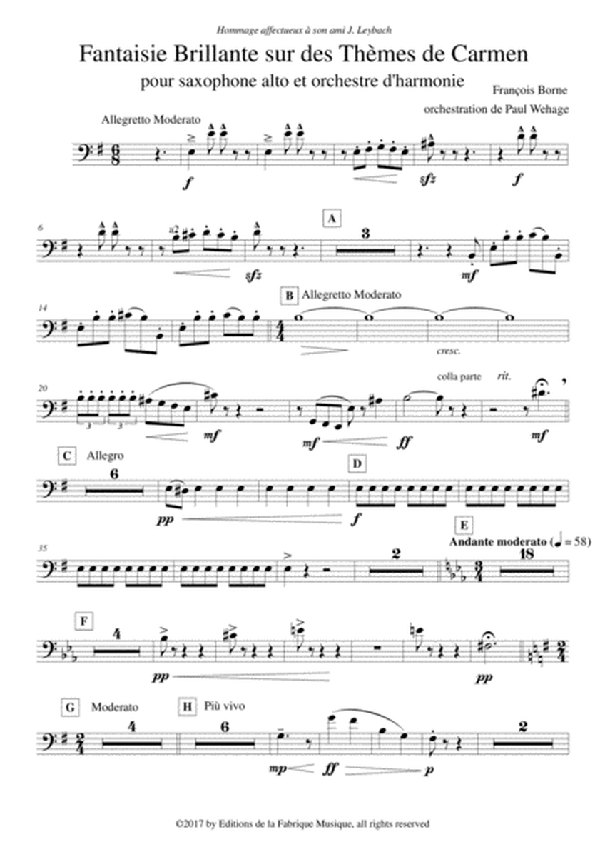 Fantaisie Brillante sur des Thèmes de Carmen for alto saxophone and concert band, trombone 1 part