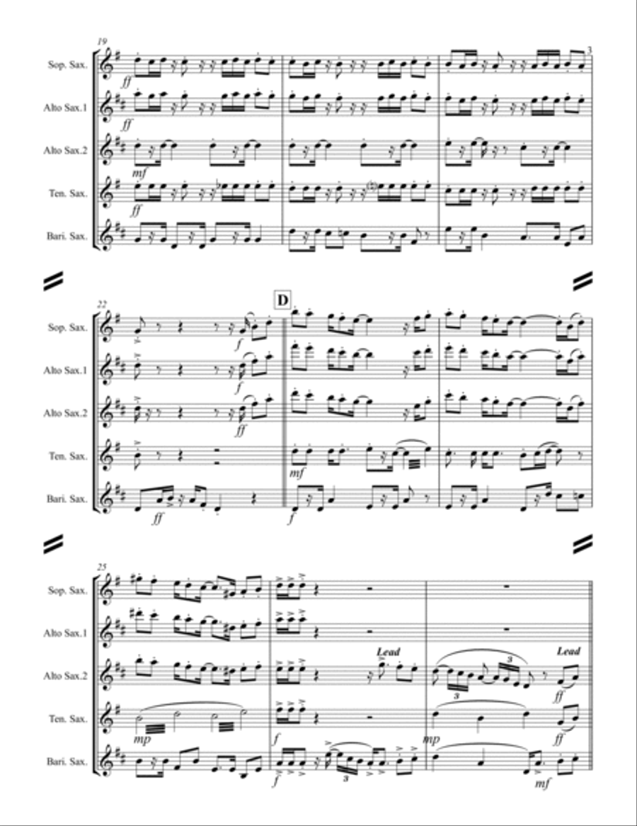 Tijuana Taxi Saxophone Quartet scores gallery preview page 4