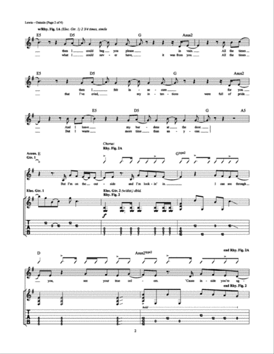 Outside Electric Guitar scores gallery preview page 2