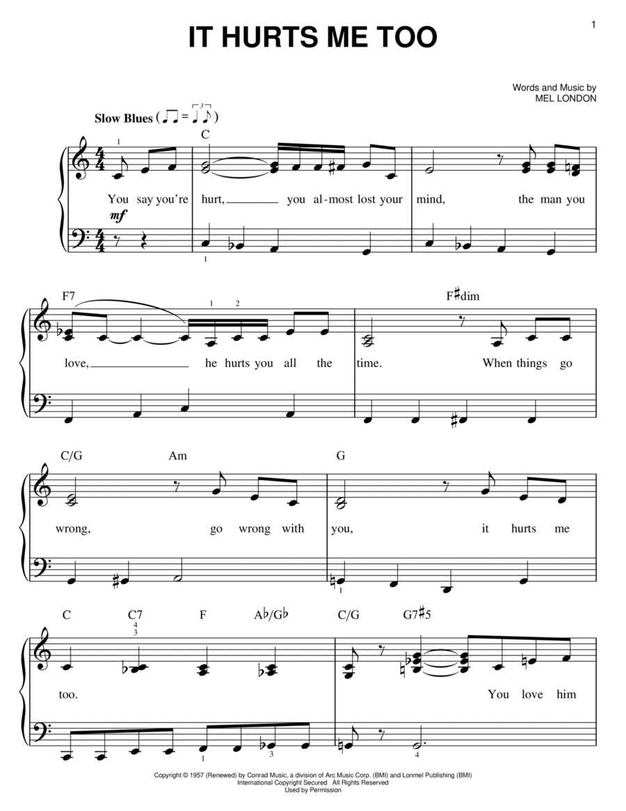It Hurts Me Too Easy Piano scores gallery preview page 1