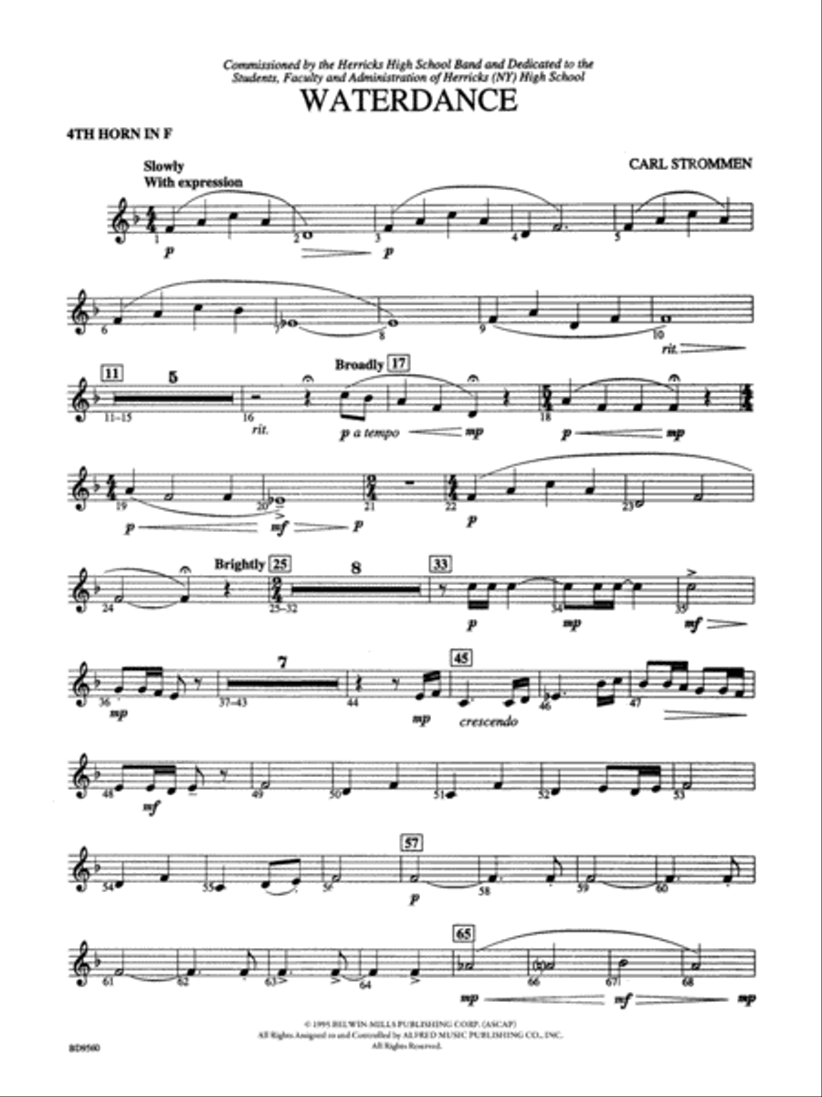 Waterdance: 4th F Horn Concert Band scores gallery preview page 1