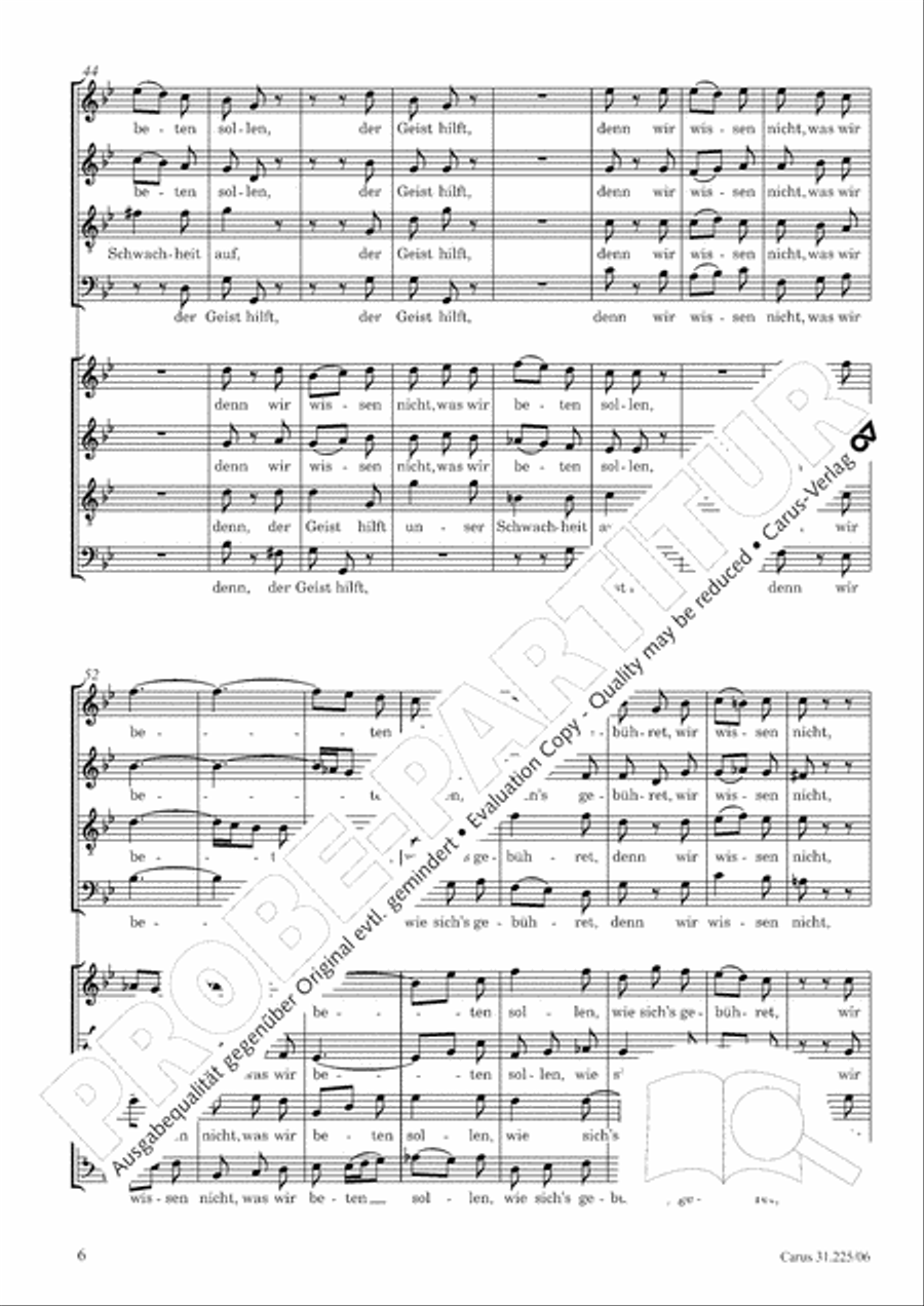 The Spirit makes our weakness strong (Der Geist hilft unser Schwachheit auf) 4-Part scores gallery preview page 7