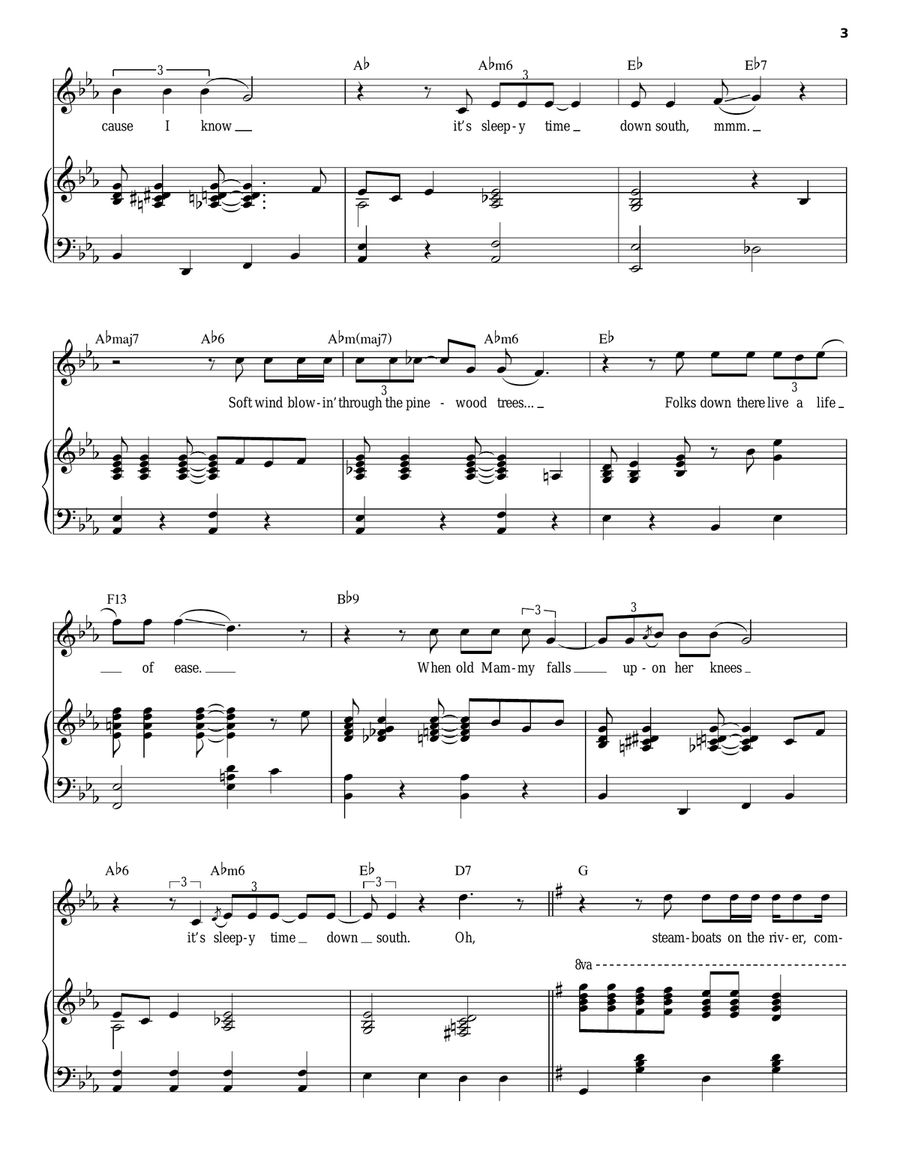 When It's Sleepy Time Down South Piano, Vocal scores gallery preview page 3