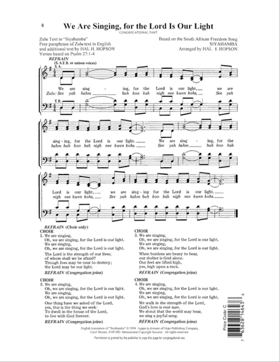 We Are Singing, for the Lord Is Our Light Choir scores gallery preview page 8