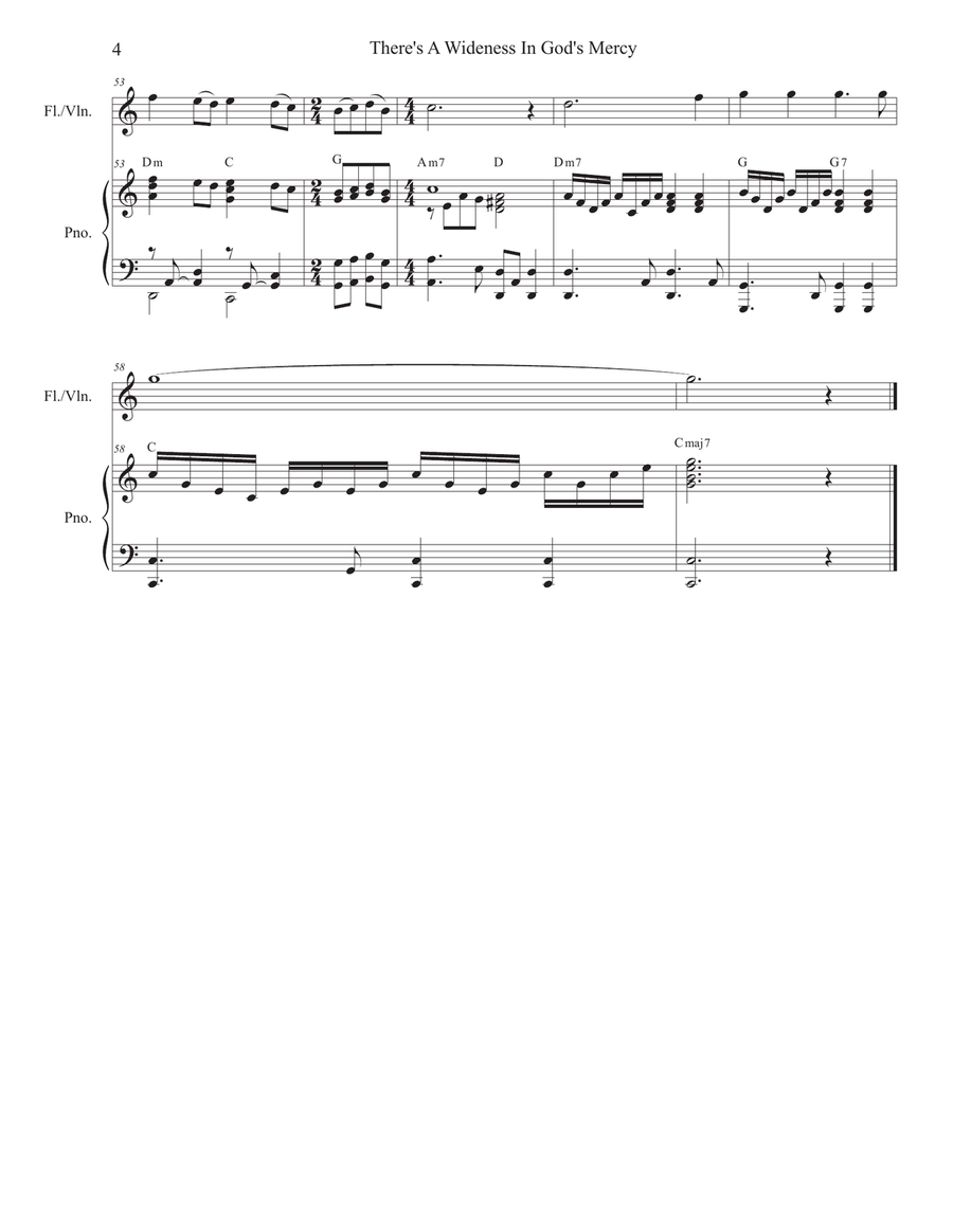 There's A Wideness In God's Mercy (Flute or Violin solo and Piano) Flute scores gallery preview page 5