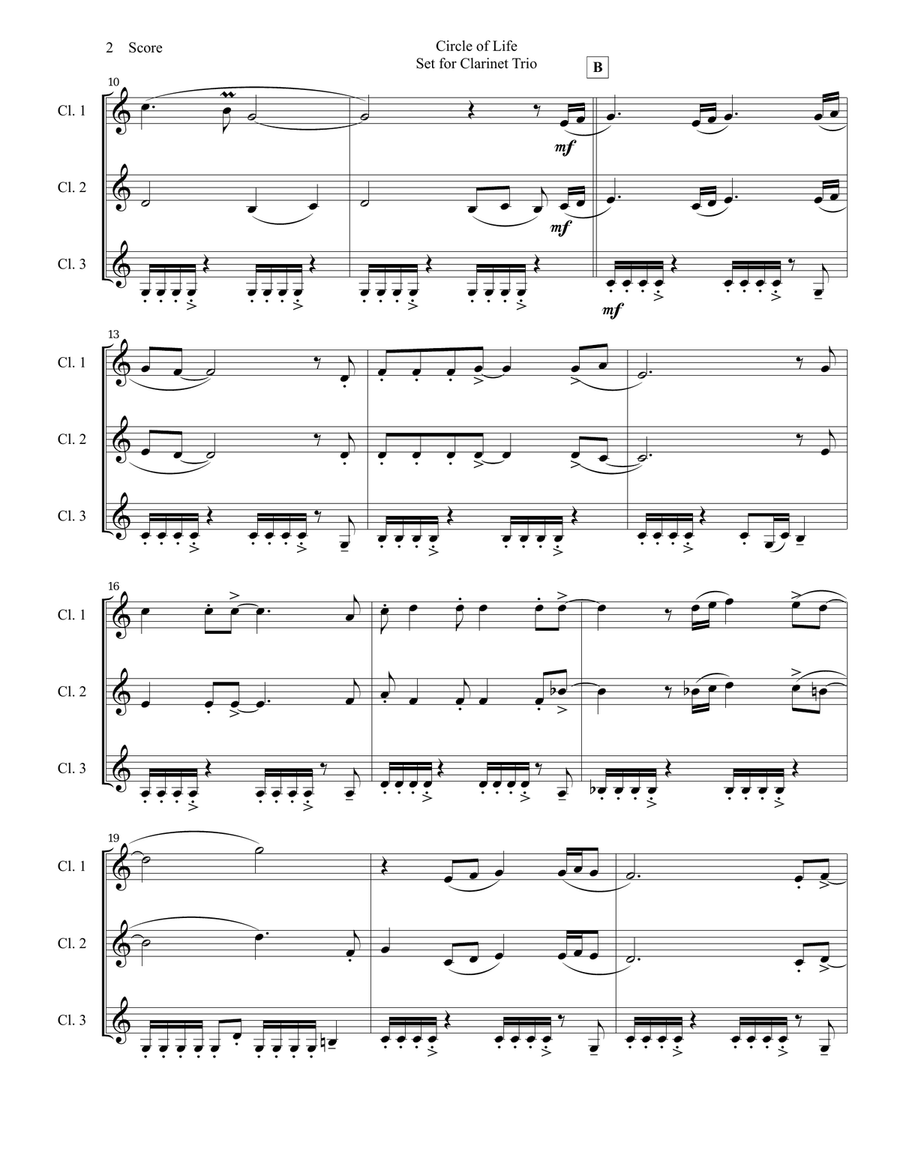 Circle Of Life Circle Of Life B-Flat Clarinet scores gallery preview page 3