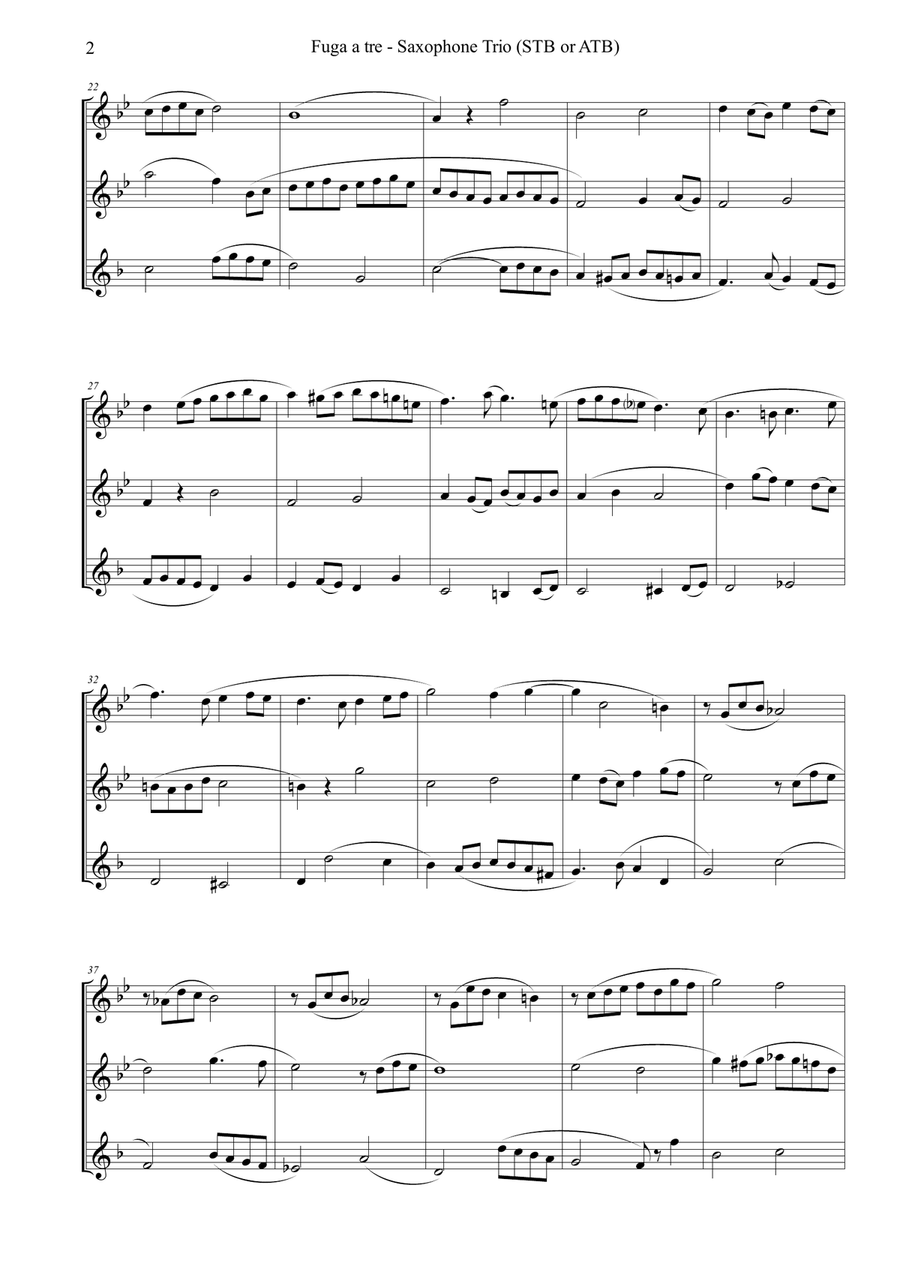 Fuga a tre (on a theme by W.A. Mozart) - for Saxophone Trio (STB or ATB) STB scores gallery preview page 3