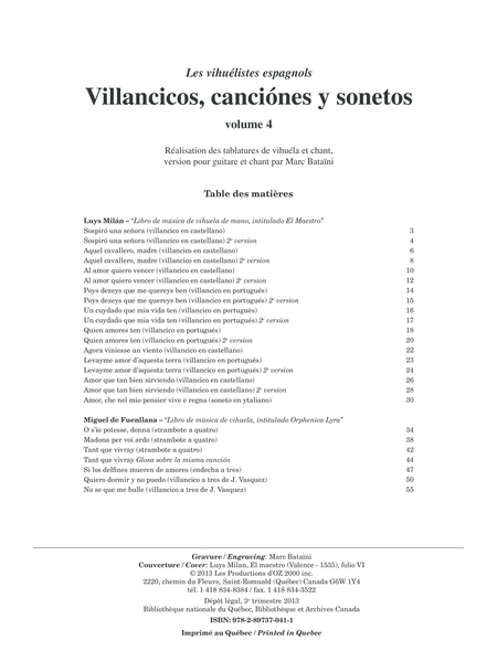 Villancicos, canciones y sonetos, vol. 4